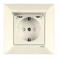 Розетка с заземлением и крышкой крем VIKO MERIDIAN 90970212-WH